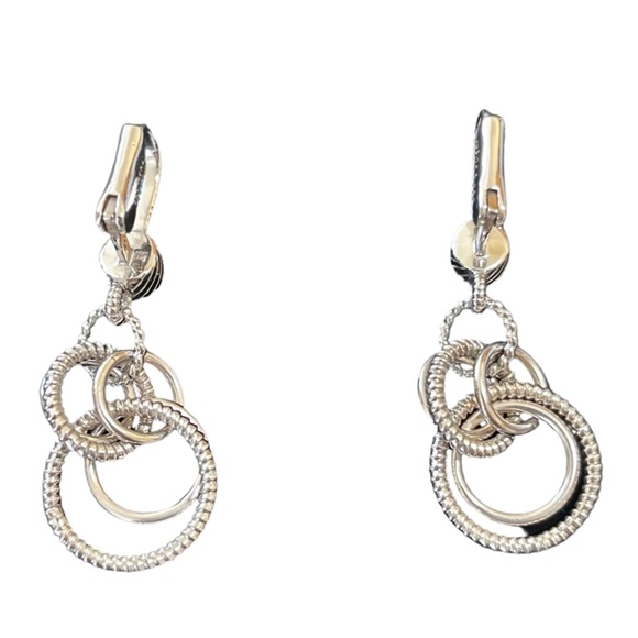 Judith Ripka Drop Hoop Earrings ~ like new - Picture 3 of 5